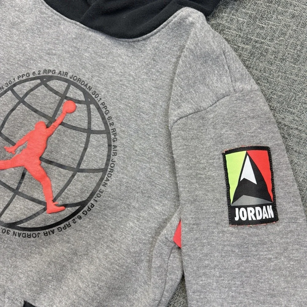 Nike Air Jordan‎ Jumpman Sweatshirt Hoodie Gray Black Basketball Youth Large